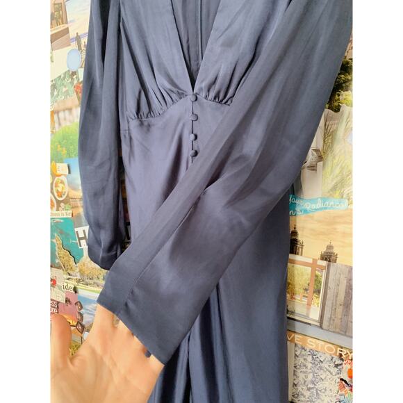 French Navy Bardot Rylee Button Down Maxi Dress 6/S - Picture 5 of 11